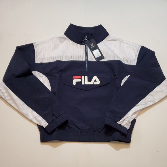 NWT Fila Gigi 1/4 Zip Track Jacket Blue White Women's Small Brand New With Tags - Picture 1 of 9